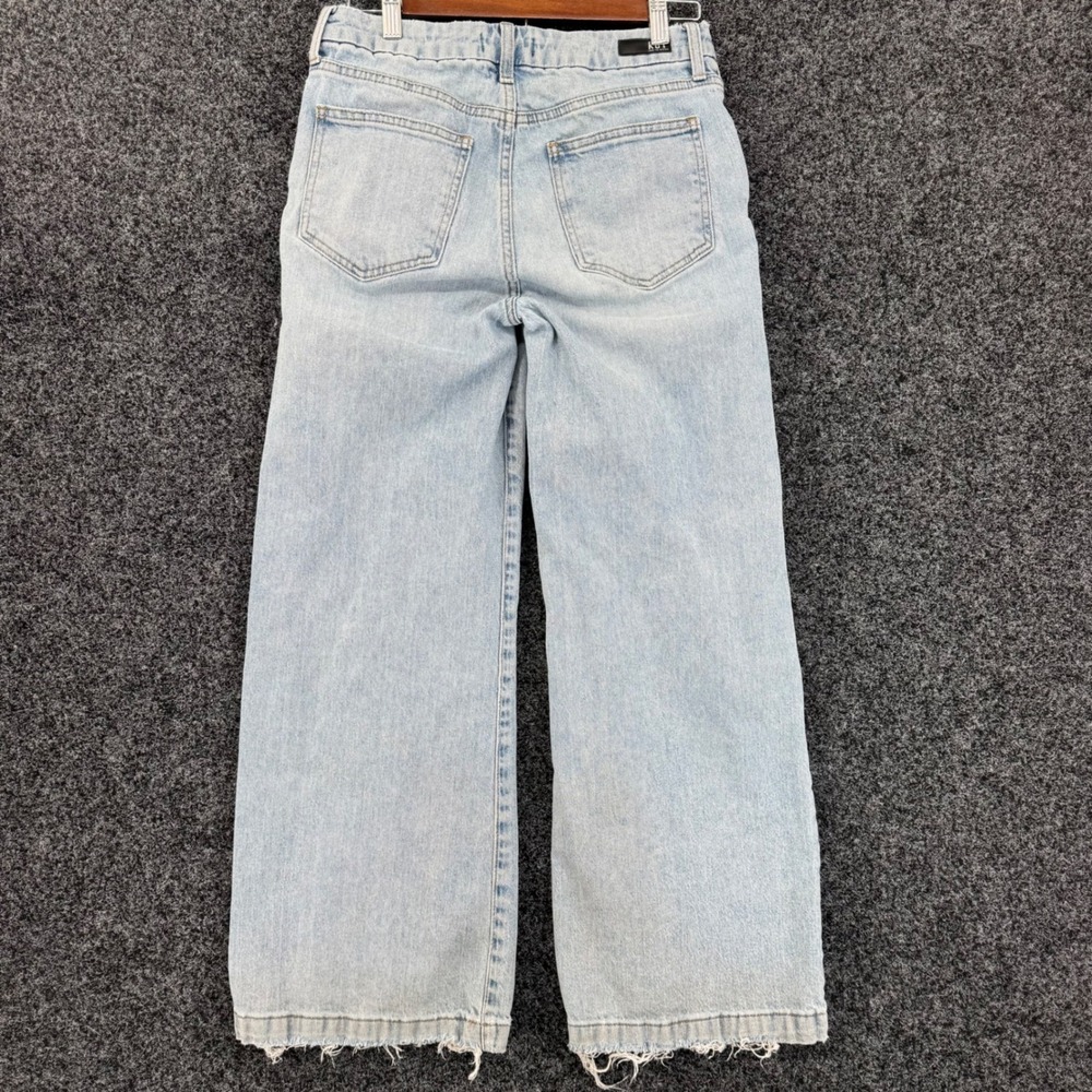 KUT from the Kloth Meg Wide Leg Raw Hem Jeans Light Wash Blue Size 4